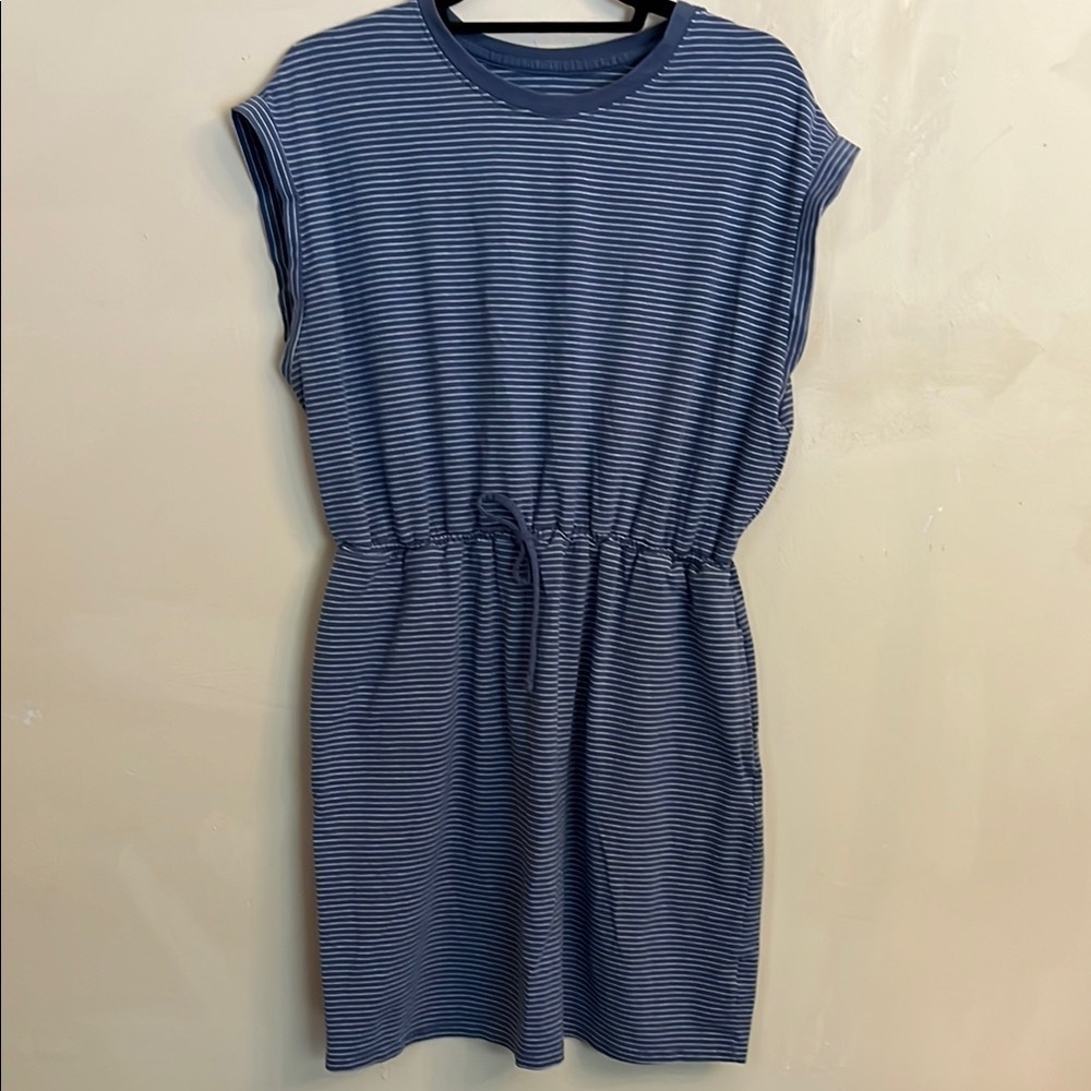 A New Day Striped Blue Drawstring Pockets Sleeveless Dress Size XL